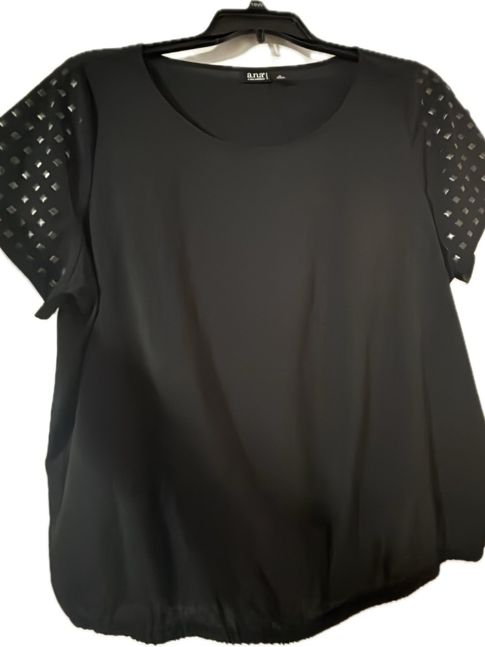 Anne Klein Black Short Sleeve Top with Studded Sleeves